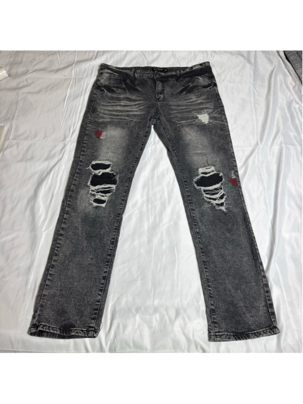 Men's Road Narrows Straight Jeans Waist 38 Grey Black Distressed
